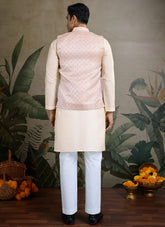 Off White Koti Kurta Set for Men – Mirror Embroidery